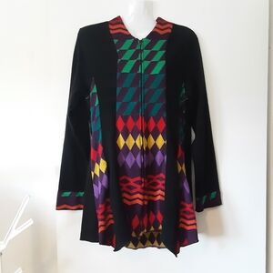 Parsley & Sage Colourful Harlequin Diamonds Zip Cardigan